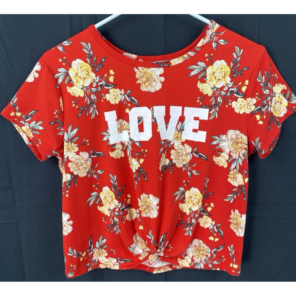 Stella Tweed Womens Size L Stretch  Top‎ Floral Red  Y2K Roses